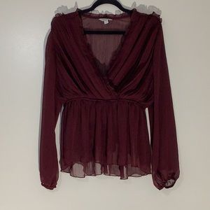 Belle Sky Burgundy Mesh Top